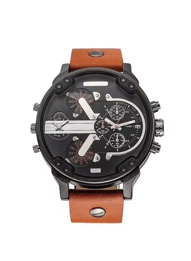 كاجارني ساعة يد بعقارب وسوار من الجلد مقاومة للماء طراز 6820 للرجال - Image 3