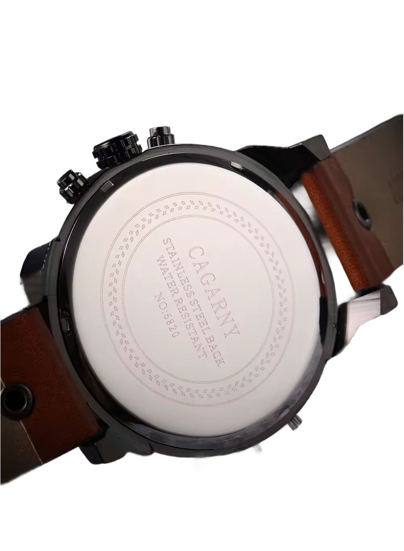 كاجارني ساعة يد بعقارب وسوار من الجلد مقاومة للماء طراز 6820 للرجال - Image 5
