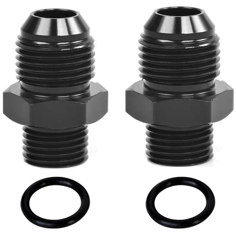 YSIL 6AN Male Flare to M16 x 15mm Male Metric Fuel Pipe Hose Fitting Adapter Aluminum Alloy Black Anodized Surface 2PCS - Image 2