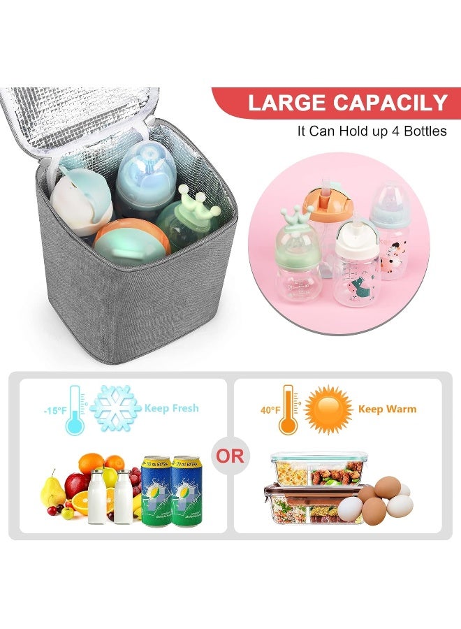 accmor حقيبة تبريد حليب الأم من أكمور، حقائب تبريد زجاجات الأطفال، حقائب تبريد معزولة للحركة، تتسع لـ 4 زجاجات كبيرة سعة 8 أونصات، للأمهات المرضعات، رعاية نهارية، سفر - Image 2