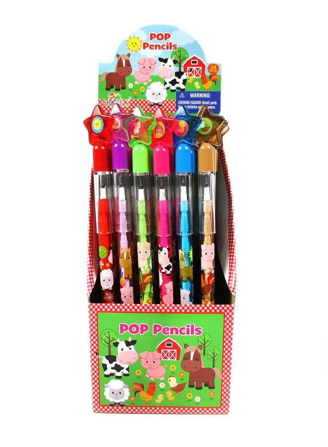 TINYMILLS 24 Pcs Farm Animals Stackable Push Pencil Assortment with Eraser for Party Favors Goodie Bag Stuffers VBS Classroom Rewards Pinata Fillers Carnival Prize Barnyard Party - Image 2