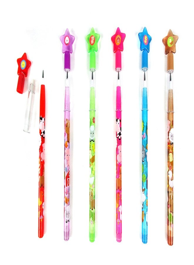 TINYMILLS 24 Pcs Farm Animals Stackable Push Pencil Assortment with Eraser for Party Favors Goodie Bag Stuffers VBS Classroom Rewards Pinata Fillers Carnival Prize Barnyard Party - Image 4