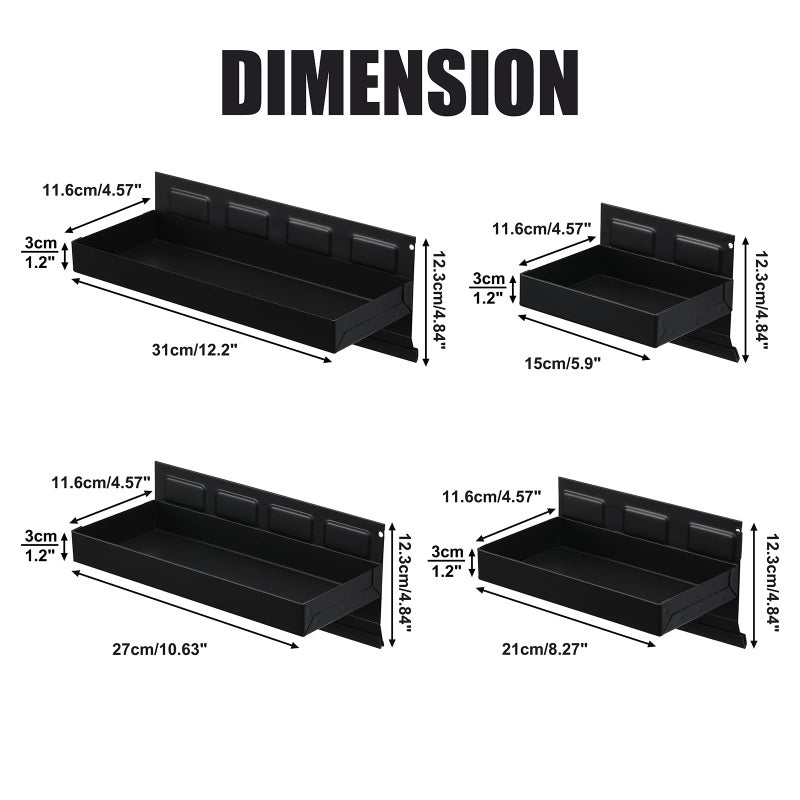 Mayouko 4-Shelf Magnetic Tool Parts Tray Set, Magnetic Storage for Toolbox, Van, Workshop, Garage, Tool Chest, 6",8",10",12" Magnetic Tray - Image 2