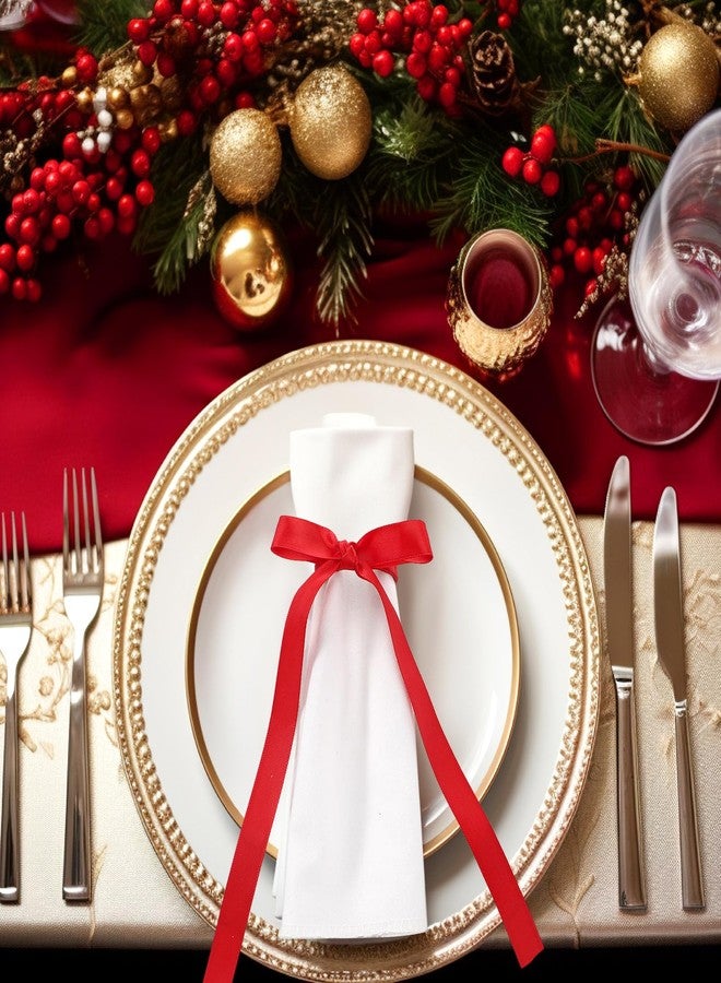 CraftyDream 12 Pcs Christmas Bow Napkin Rings Velvet Bow Xmas Napkins Holder Ring for Holiday Dinner Wedding Dining Table Decoration Anniversary Party Supplies (Red) - Image 4