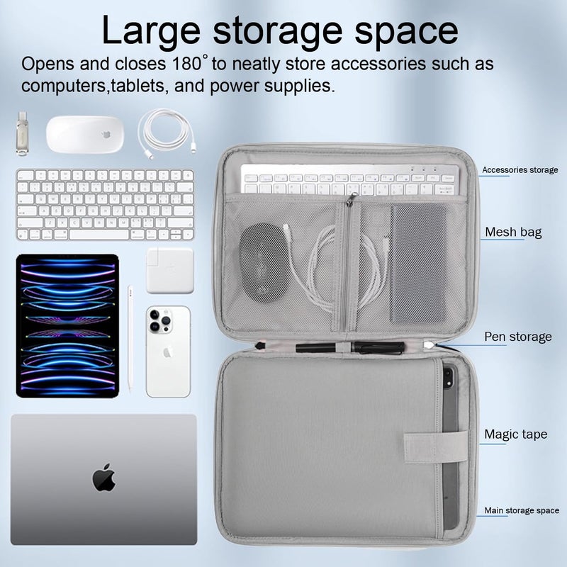 Moca حافظة جهاز لوحي مقاس 9.7 بوصة آيباد / 10.9 بوصة آيباد الجديد / 11 بوصة آيباد برو / 10.2 بوصة آيباد / 10.9 بوصة آيباد إير، حقيبة واقية لجالاكسي تاب A8 مقاس 10.5 بوصة، تناسب لوحة مفاتيح آبل الذكية، سوداء (رمادي فاتح) - Image 3