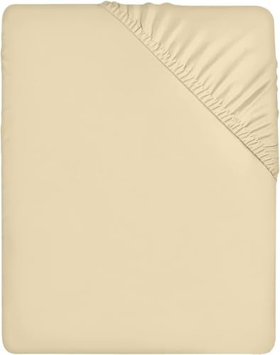 Utopia Bedding Fitted Sheet King Beige  Deep Pocket 14 inch 35 cm  Easy Care  Soft Brushed Microfibre Fabric  Shrinkage and Fade Resistant  Bottom Sheet