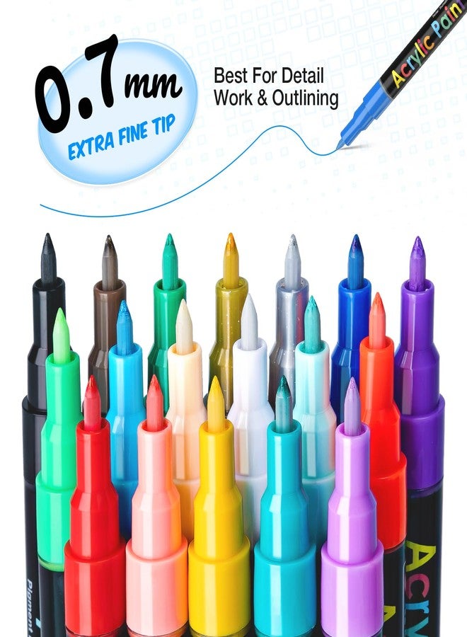 JR.WHITE Acrylic Paint Pens Paint Markers Set of 18: Fine Point for Rock Painting Glass Wood Ceramic Fabric Metal Canvas Easter Eggs Pumpkin Kit, Drawing Art Crafts for Adults Scrapbooking Supplies - Image 2