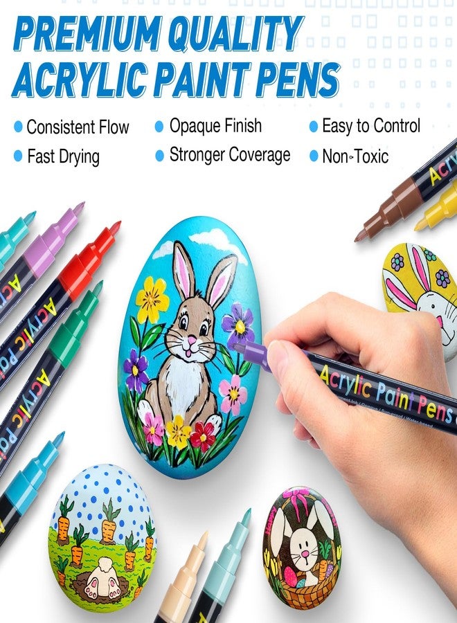 JR.WHITE Acrylic Paint Pens Paint Markers Set of 18: Fine Point for Rock Painting Glass Wood Ceramic Fabric Metal Canvas Easter Eggs Pumpkin Kit, Drawing Art Crafts for Adults Scrapbooking Supplies - Image 5