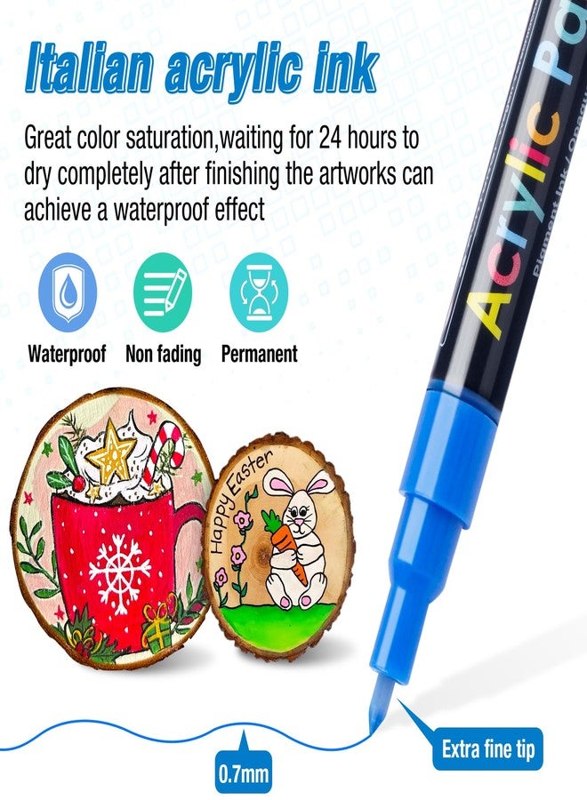 JR.WHITE Acrylic Paint Pens Paint Markers Set of 18: Fine Point for Rock Painting Glass Wood Ceramic Fabric Metal Canvas Easter Eggs Pumpkin Kit, Drawing Art Crafts for Adults Scrapbooking Supplies - Image 4