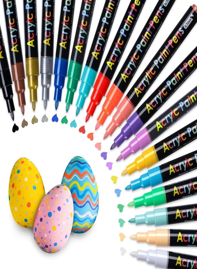 JR.WHITE Acrylic Paint Pens Paint Markers Set of 18: Fine Point for Rock Painting Glass Wood Ceramic Fabric Metal Canvas Easter Eggs Pumpkin Kit, Drawing Art Crafts for Adults Scrapbooking Supplies - Image 1
