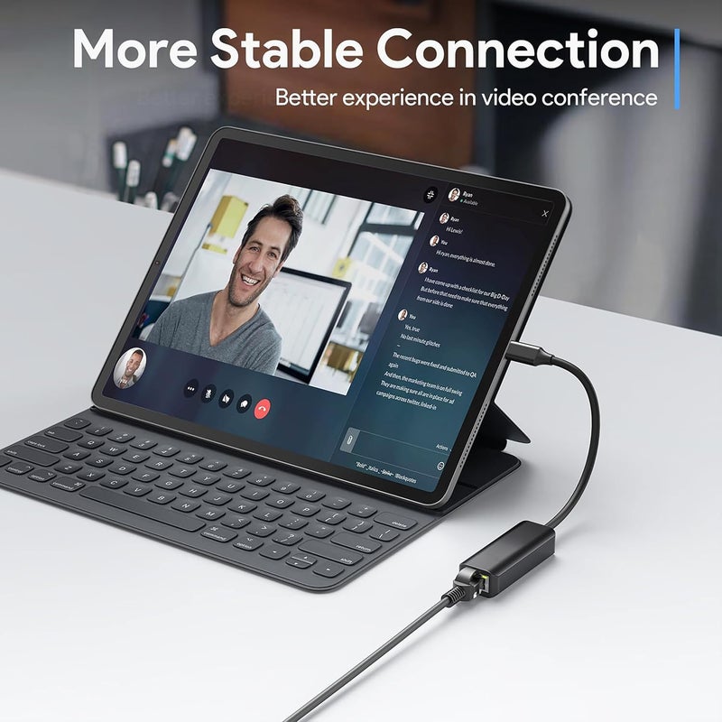 Sounce محول Ethernet من نوع C إلى RJ45، محول شبكة Ethernet LAN من نوع C إلى 10/100/1000 جيجابت متوافق مع MacBook وSurface Pro وNotebook PC مع Windows7/8/10 وXP وVista وMac - Image 4