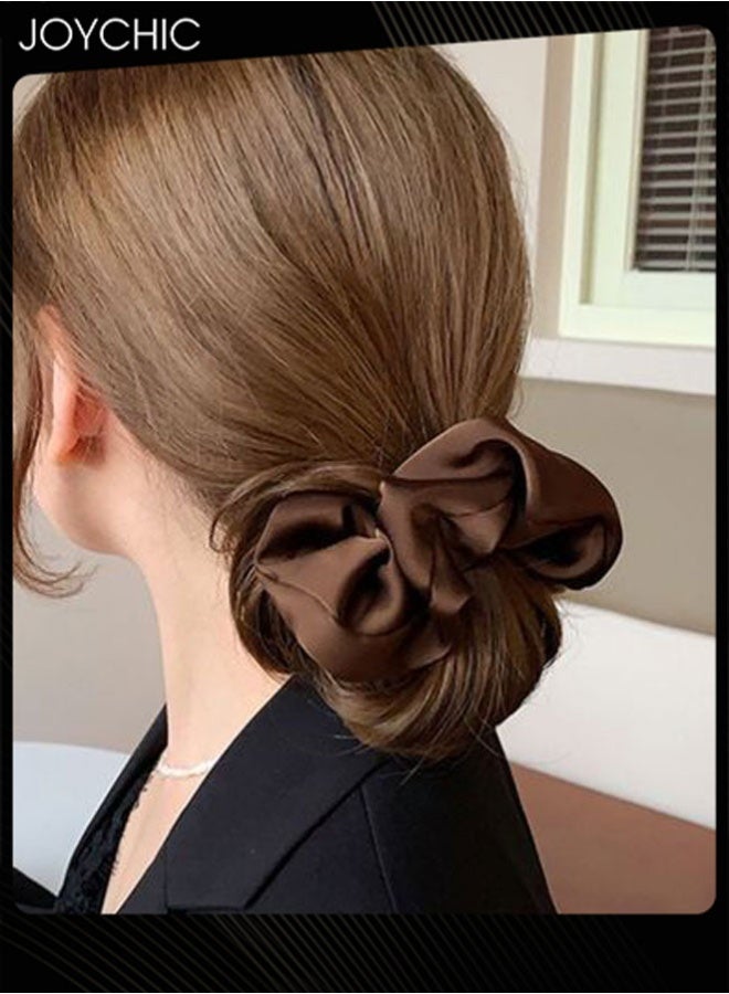 Joychic 3 Pcs Women Simple and Versatile Hair Elastics Stylish Adult Volume Large Satin Scrunchie Plain Hair Ornaments Ladies' Elegant Hair Accessory Set - Image 4