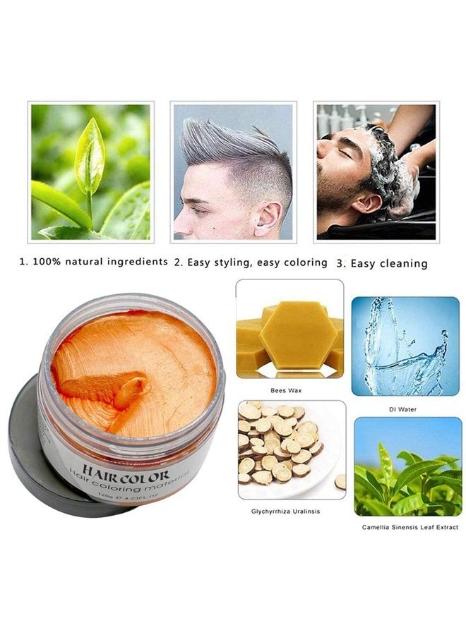 شمع صبغة شعر مؤقت 4.23 أونصة - كريم تصفيف الشعر الفوري شمع تصفيف الشعر للحفلات وكوسبلاي سهل التنظيف (برتقالي)