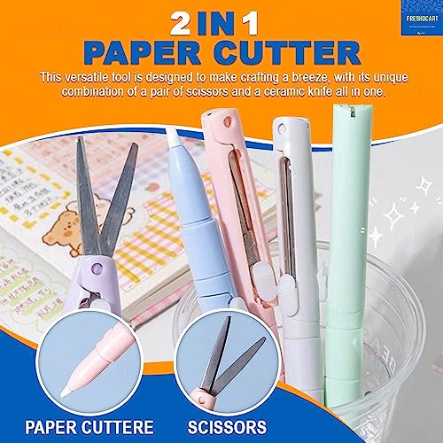 FreshDcart FDCA497 Creative Multifunction Foldable Scissors 2 in 1 Pen Cutter with Mini Folding Scissor Ceramic Blade for School, College, Office, Project (Multicolor - Pack of 1) - Image 3