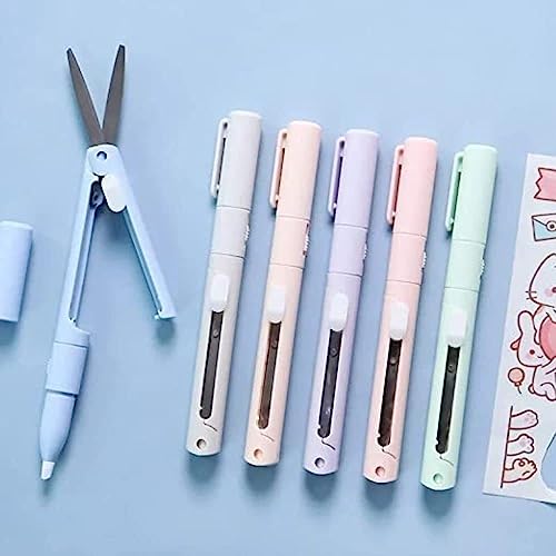 FreshDcart FDCA497 Creative Multifunction Foldable Scissors 2 in 1 Pen Cutter with Mini Folding Scissor Ceramic Blade for School, College, Office, Project (Multicolor - Pack of 1) - Image 1