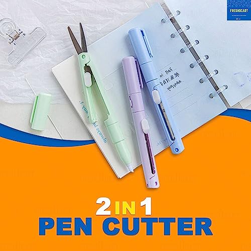 FreshDcart FDCA497 Creative Multifunction Foldable Scissors 2 in 1 Pen Cutter with Mini Folding Scissor Ceramic Blade for School, College, Office, Project (Multicolor - Pack of 1) - Image 2