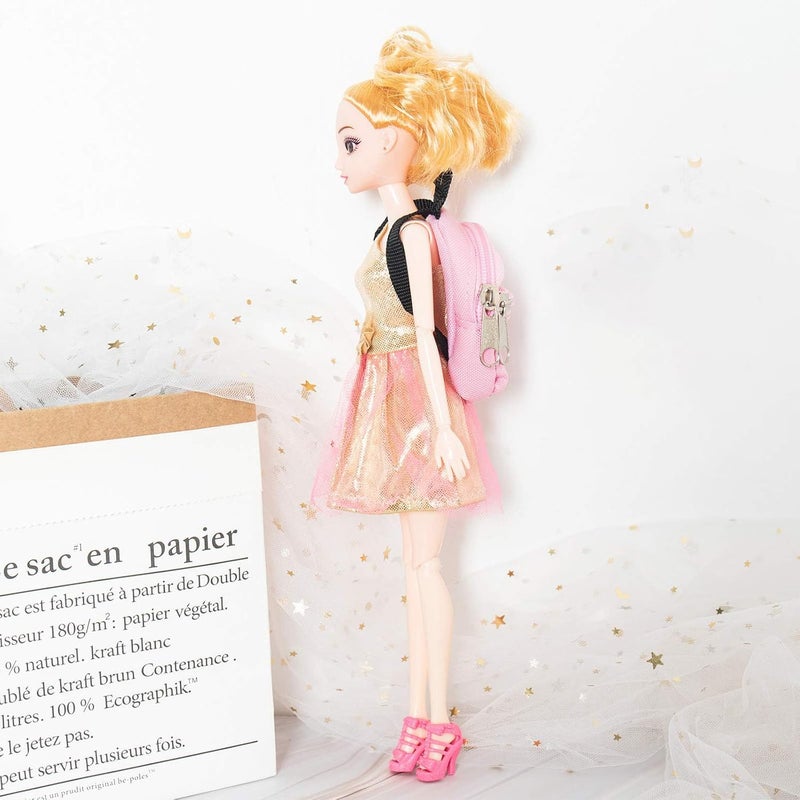 SOTOGO 15 Pieces Mini Doll Accessories Set with 10 Colorful Backpacks and Miniature Books - Image 4