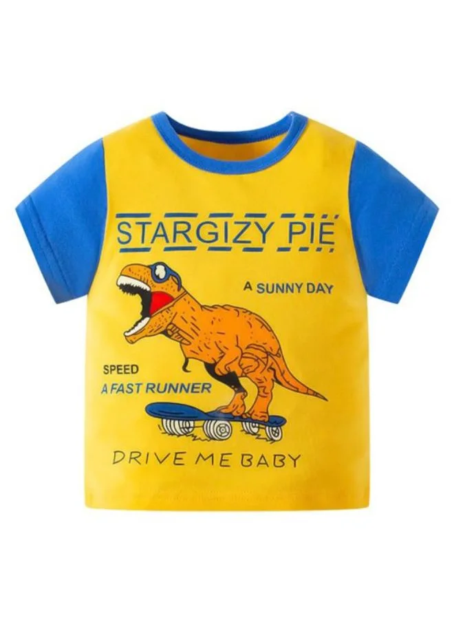 YUNIQEE Yellow Printed Short Sleeve Crew Neck T-Shirt