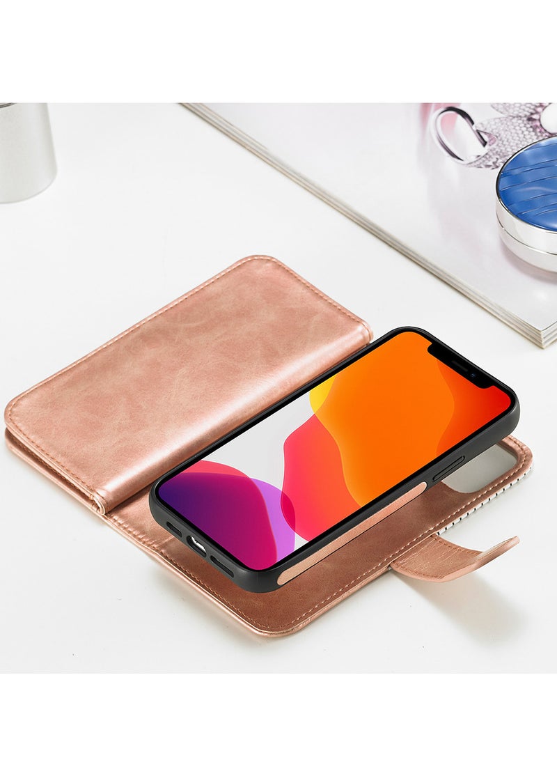 CATANES (for iPhone 12 Mini) Wallet Case Leather Cover, ID Credit Holder Folio Flip Wallet case with Unique Design Gold/Blue - Image 2