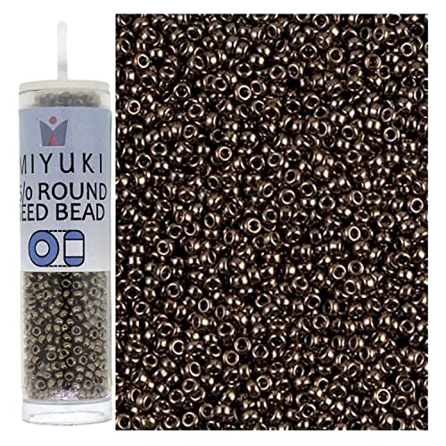 Miyuki Round Rocaille Seed Beads Size 15/0, 8.2 Gram Each, Metallic Dark Bronze 15-457 (1) - Image 1