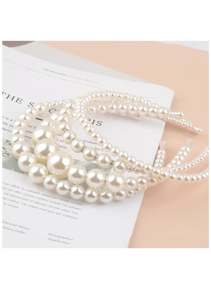 4 PCS Pearls Headbands Fashion Pearls Headbands Wedding Hair Accessories - Image 2