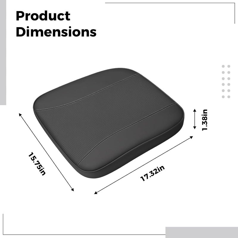Height Increasing Seat Cushion, Memory Foam Car Seat, Cool Black Pu Leather, 17.3 X 15.7 In, Universal Fit - Image 3