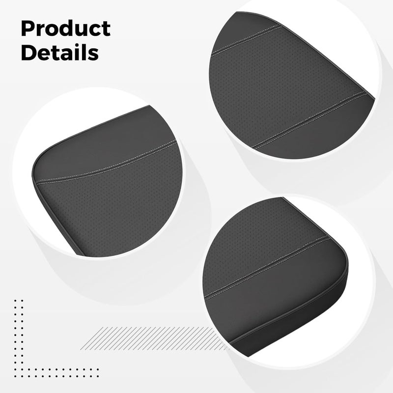 Height Increasing Seat Cushion, Memory Foam Car Seat, Cool Black Pu Leather, 17.3 X 15.7 In, Universal Fit - Image 4