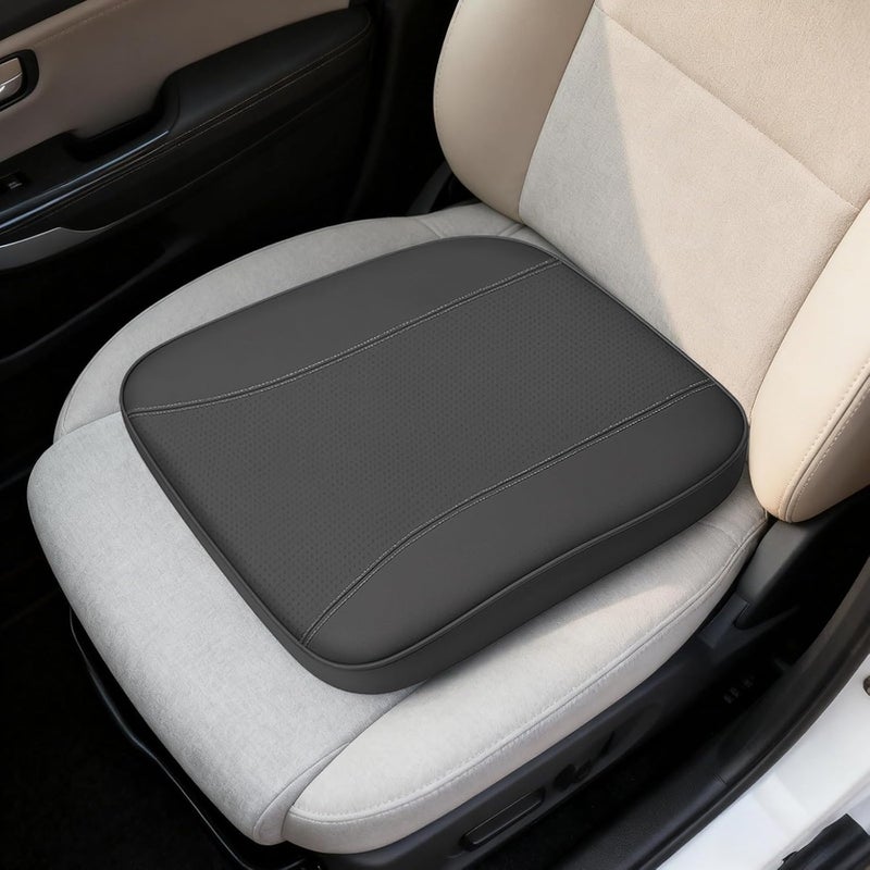 Height Increasing Seat Cushion, Memory Foam Car Seat, Cool Black Pu Leather, 17.3 X 15.7 In, Universal Fit - Image 5