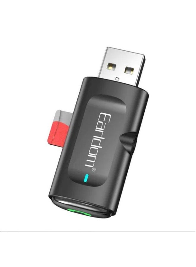 Earldom ET-BR06 Wireless Bluetooth Receiver for Car and Home - Bluetooth 5.3 - Supports TF Card - HD Sound Quality - Hands-Free Calls - Black - Image 1