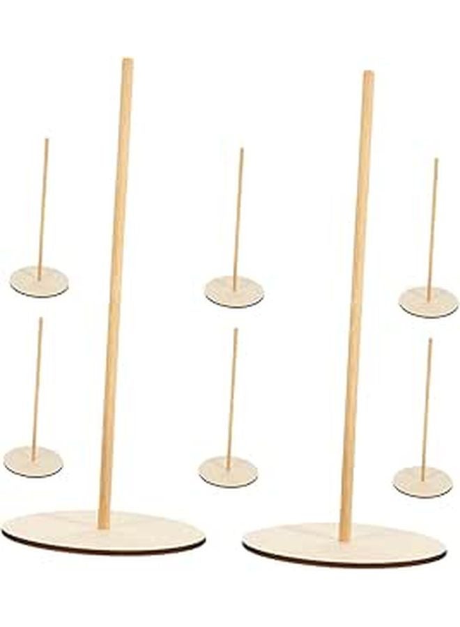Wooden Donut Display Rack Set Of 8 For Bagels Doughnuts Countertop Party Dessert Stand - Image 1