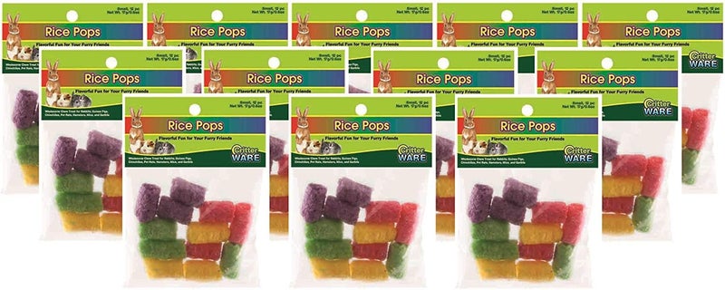 Ware Manufacturing 12 Pack of Small Rice Pops Chew Treats for Small Pets 12 Pops Per Pack