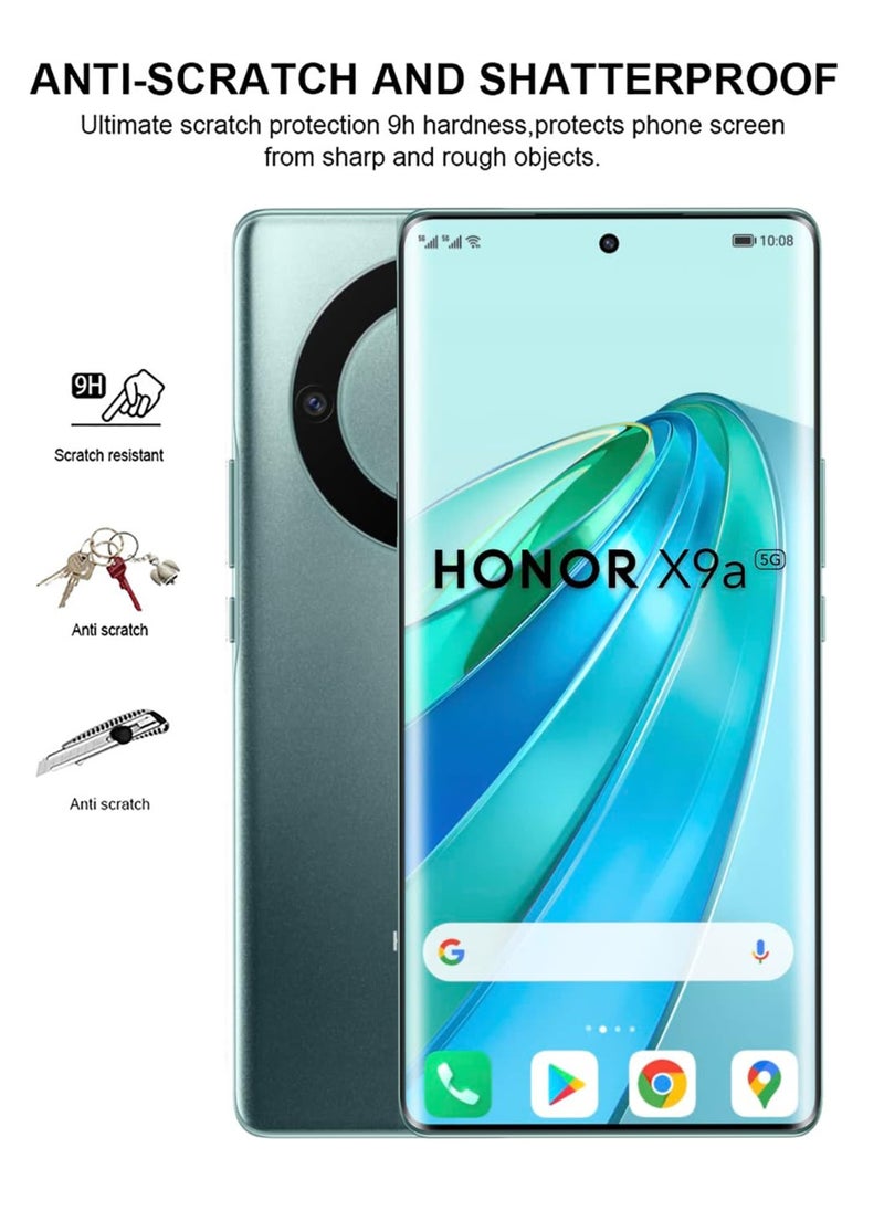 مجموعة من قطعتين من واقي الشاشة الزجاجي المقوى لهاتف Honor X9a - أسود/شفاف