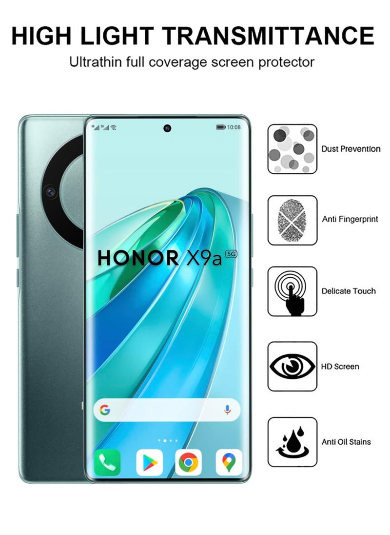 مجموعة من قطعتين من واقي الشاشة الزجاجي المقوى لهاتف Honor X9a - أسود/شفاف