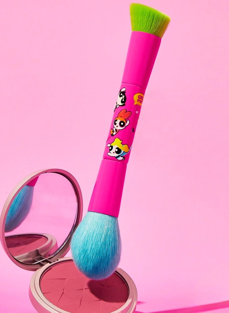 باورباف جيرلز فرشاة مكياج برأس مزدوج  تصميم فتيات القوه  تضيف لمسة ممتعة ومرحة إلى أدوات التجميل قطعه واحده - Image 1