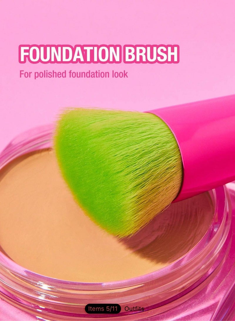 باورباف جيرلز فرشاة مكياج برأس مزدوج  تصميم فتيات القوه  تضيف لمسة ممتعة ومرحة إلى أدوات التجميل قطعه واحده - Image 5