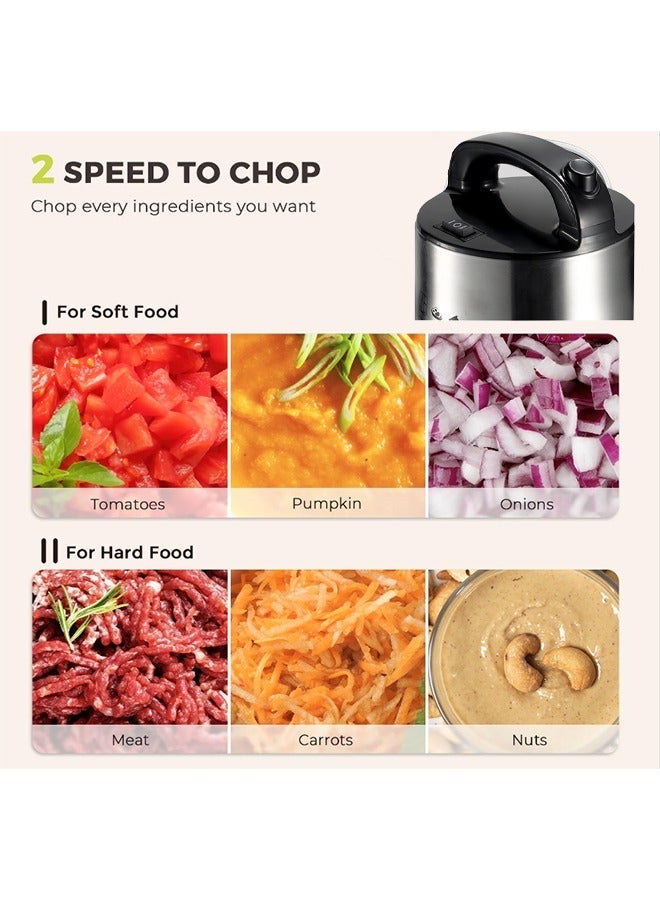 RAF Food Chopper,1600W Electric Food Processor with 4-Blades, Stainless Steel Bowl，Small Grinder Meat Processor for Nuts, Meat, Onion, Garlic, Baby Food, Silver/Black - Image 3