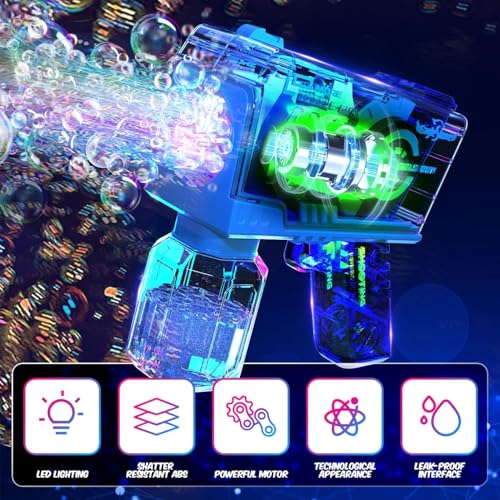 Eaglestone Bubble Gun for Kids 2 Packs, Automatic Bubble Machine, 10-Hole Bubbles Wands Blaster for Toddlers with LED Lights & Solution, Easter, Party Favor, Outdoor Toys for Boys & Girls - Image 3