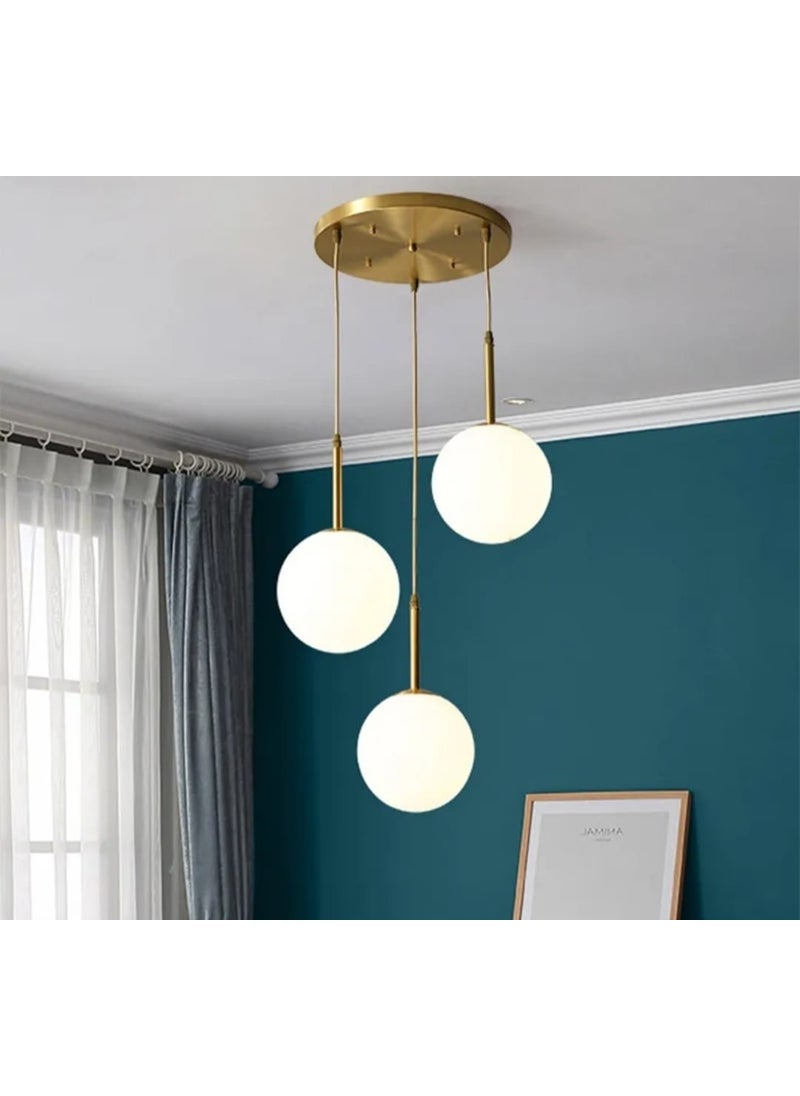 Demet Habek My Lights Mylights Rustic Pendant Lamp Chandelier Triple Chandelier Bronze Hanging Sports Chandelier Opal Glass Tumbled Finish Living Room Chandelier 