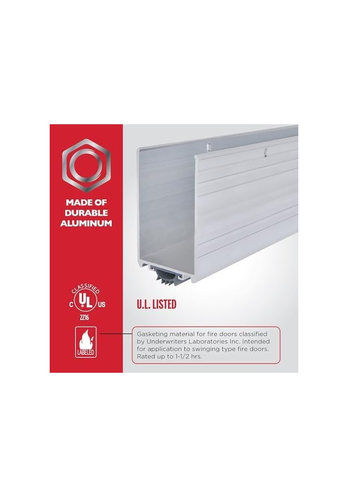 M-D Building Products 68593 36 in. Silver Aluminum and Vinyl U-Shape Screw-on Under Door Seal with Kick Plate - Image 3