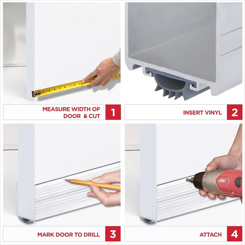 M-D Building Products 68593 36 in. Silver Aluminum and Vinyl U-Shape Screw-on Under Door Seal with Kick Plate - Image 5