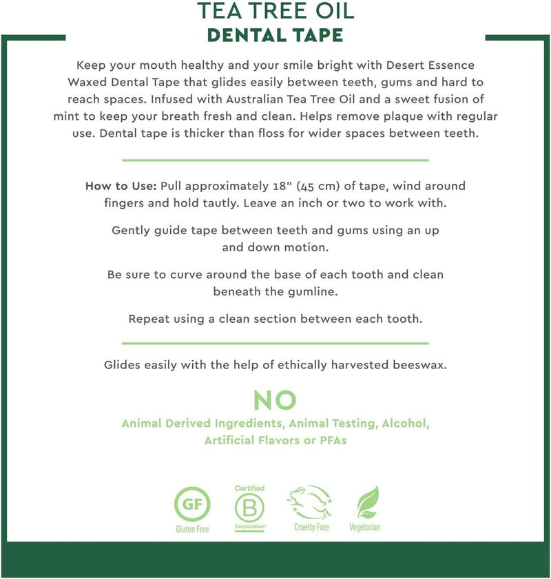 Desert Essence Tea Tree Oil Dental Tape - 30 Yards - Pack of 6 - Naturally Waxed with Beeswax - Image 4