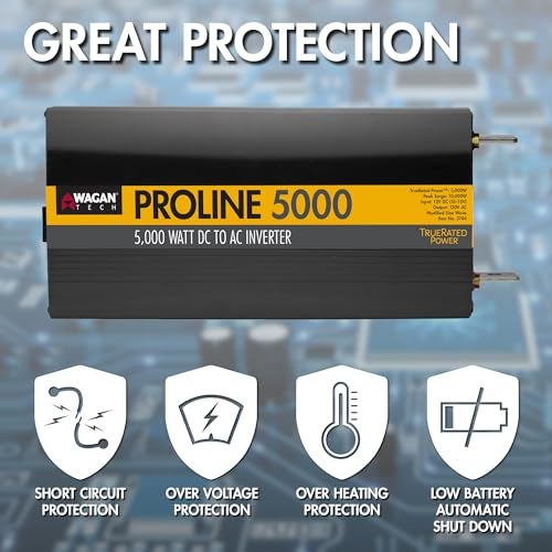 Wagan EL3744 12V 5000 Watt Power Inverter with Remote Control, 10000 Watt Surge Peak Proline Power Converter for Home RV Camping Van Life Off Grid - Image 4