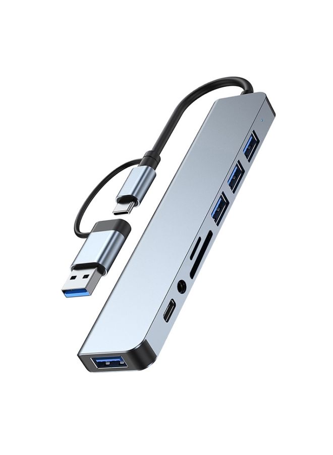 BYL-2218TU 8 in 1 USB + USB-C / Type-C to USB Multifunctional Docking Station HUB Adapter