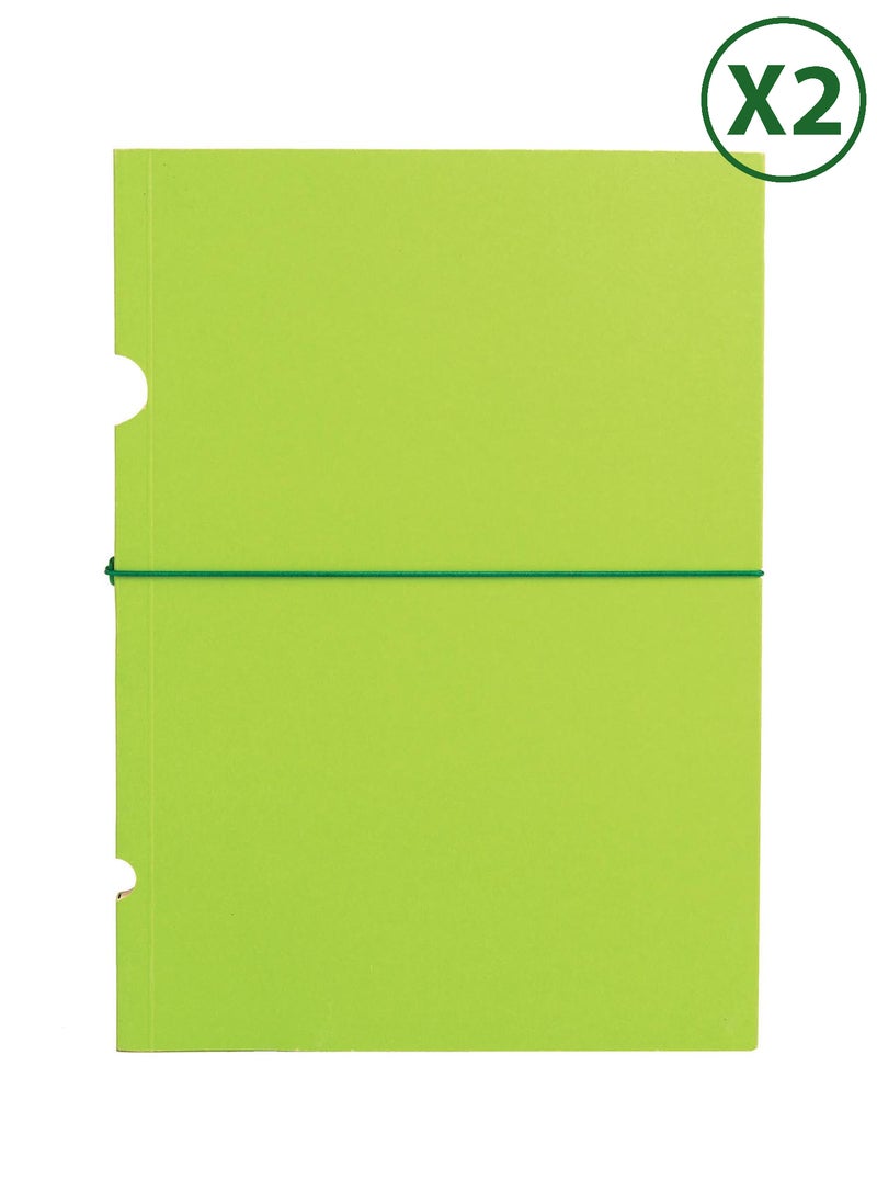 Paper-Oh Buco Lime Green B6 Lined Elastic Band Closure 112 Pages 100gsm Notebook - Pack of 2 - Image 1