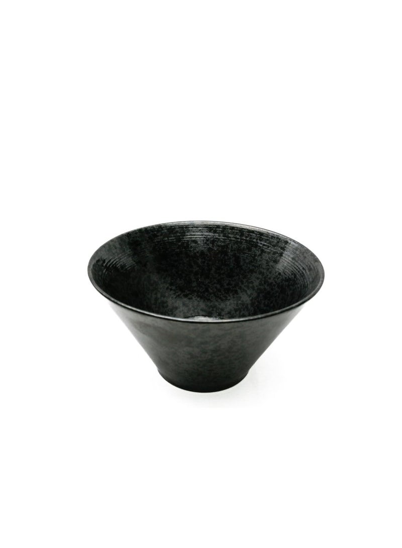 Daiso Yuzu Tenmoku Kiritate Japanese Ceramic Bowl, Black, Microwave Safe - Image 2