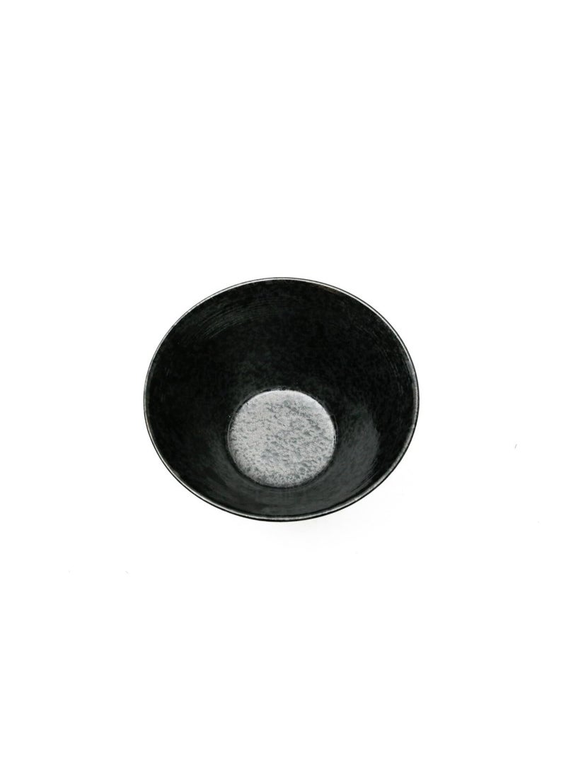Daiso Yuzu Tenmoku Kiritate Japanese Ceramic Bowl, Black, Microwave Safe - Image 3