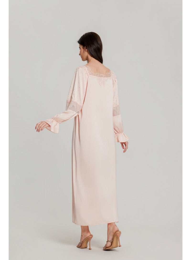 MASHUCK Luxury Rhinestone & Lace Sleep Nightgown - Silky Soft Long Sleepshirt - Elegant Women's Loungewear Dress - Image 4