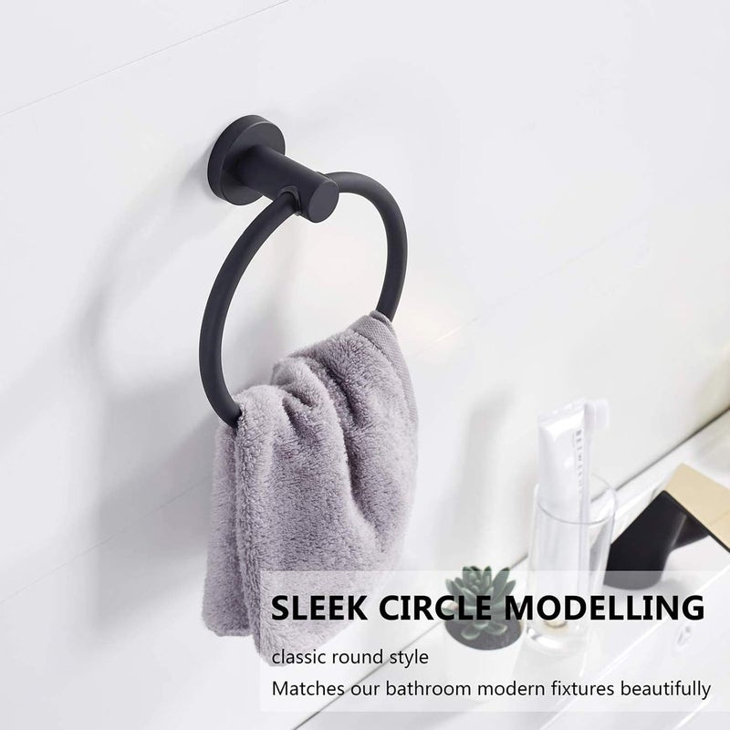 BGL 304 Stainless Steel Towel Ring Hanging Round Simple Black Towel Circular Holder - Image 2