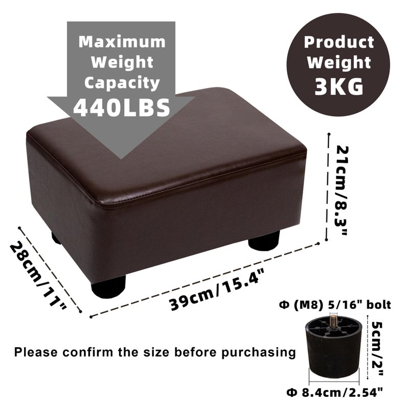 CAROLMADE Small Foot Stool Ottoman Footstool with Legs Under Desk Footrest for Living Room Bedroom and Office, Dark Brown - Image 4