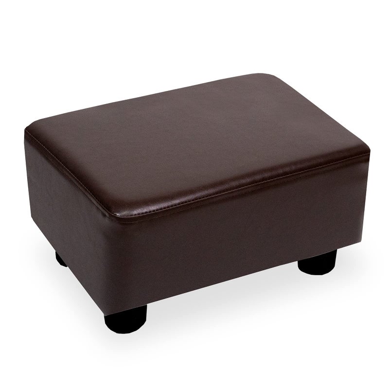 CAROLMADE Small Foot Stool Ottoman Footstool with Legs Under Desk Footrest for Living Room Bedroom and Office, Dark Brown - Image 1